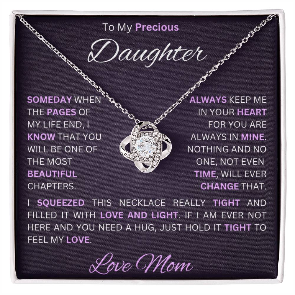 To My Lovely Daughter Feel My Love From Mom Love Knot Necklace 